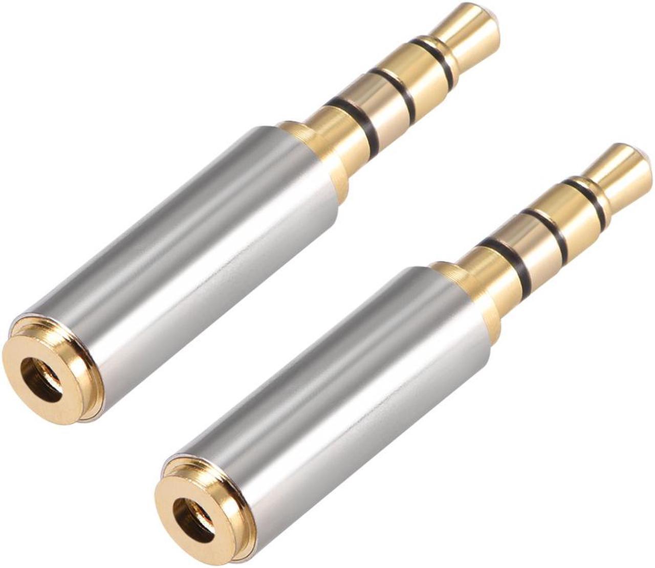 Main image of 3.5mm Stereo 4 Pole Male to 2.5mm Female Connector Audio Video Adapter Coupler Converter Zinc Alloy 2Pcs