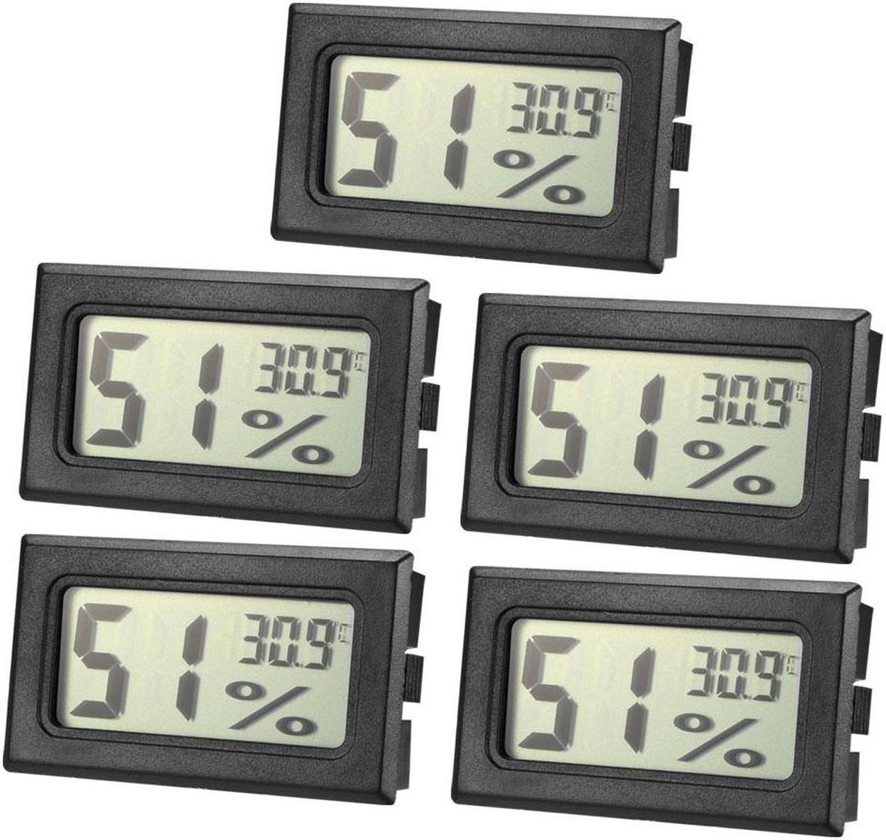 Black Digital Temperature Humidity Meters Gauge Indoor Thermometer Hygrometer LCD Display Celsius(°C) for Humidors, Greenhouse 5pcs