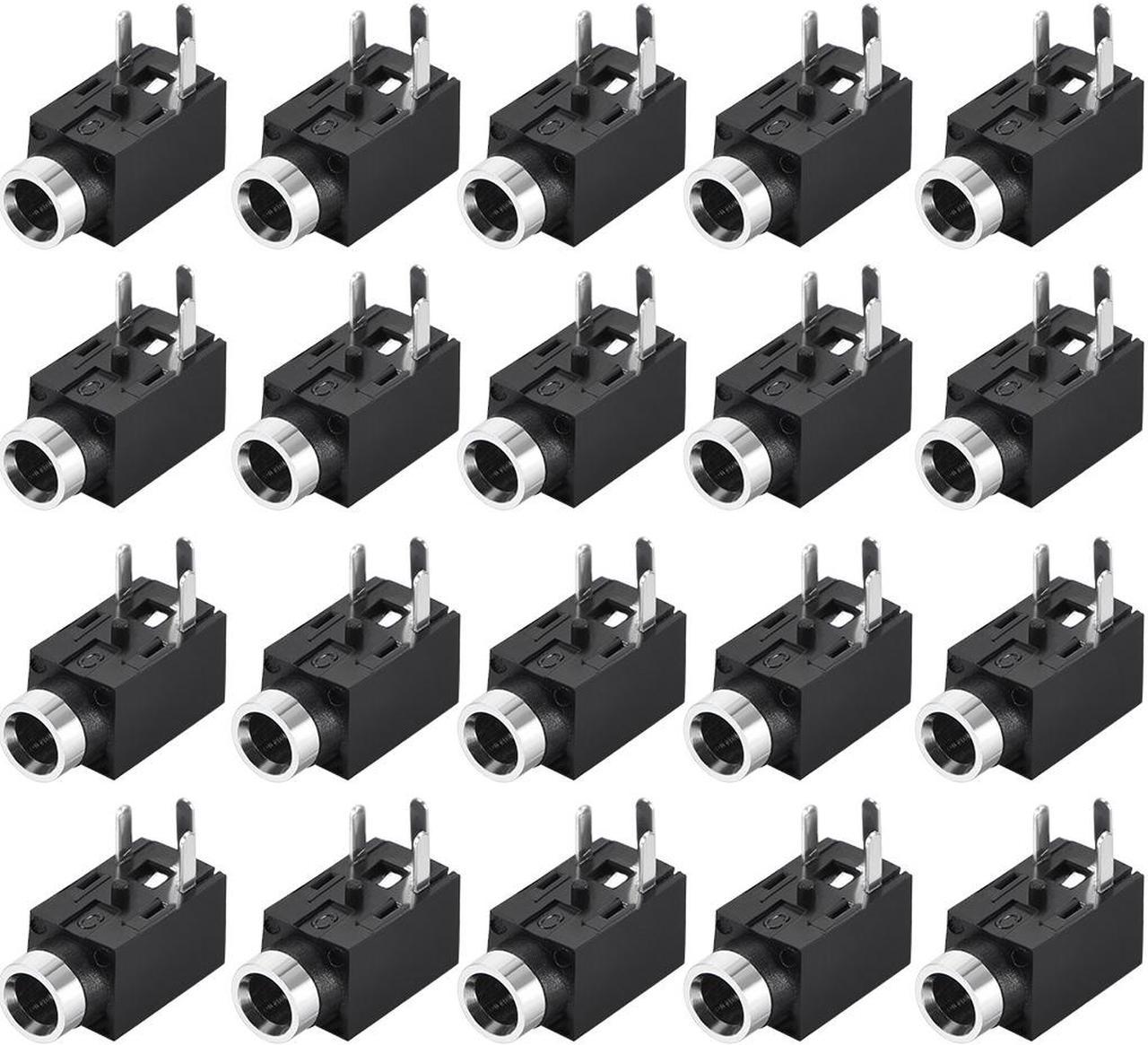 PCB Mount 2.5mm 3 Pin Socket Headphone Stereo Jack Audio Video Connector PJ210 Black 20Pcs