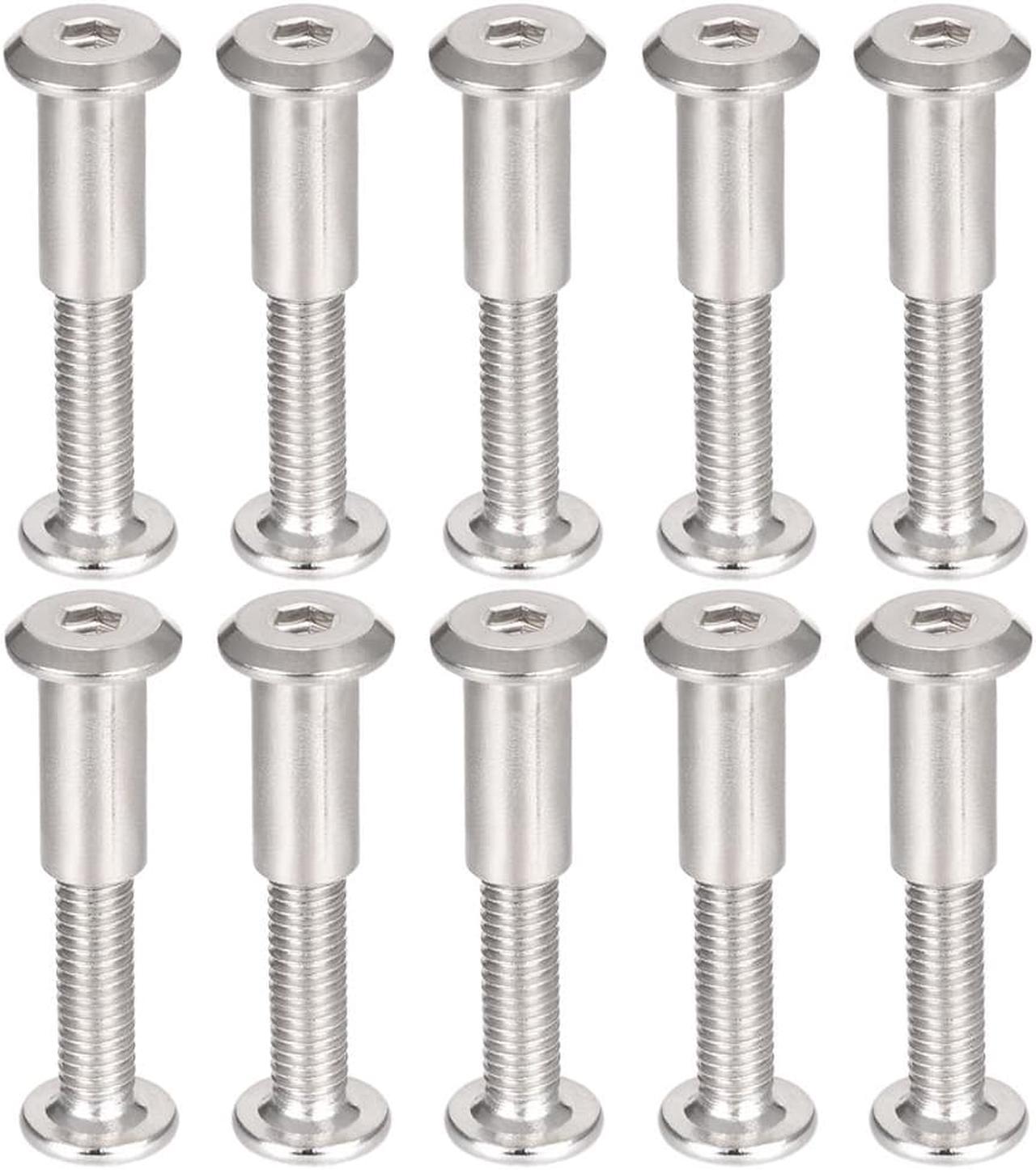 Hex Socket Screw Post Binding Bolts Leather Fastener, M6x30mm, Carbon Steel Zinc Plated, 10 Sets