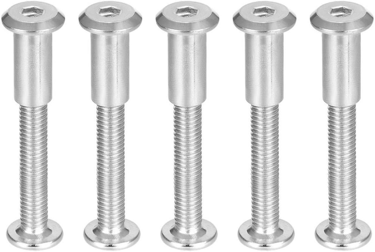 Hex Socket Screw Post Binding Screws Leather Fastener, M6x30mm, Stainless Steel, 5 Sets