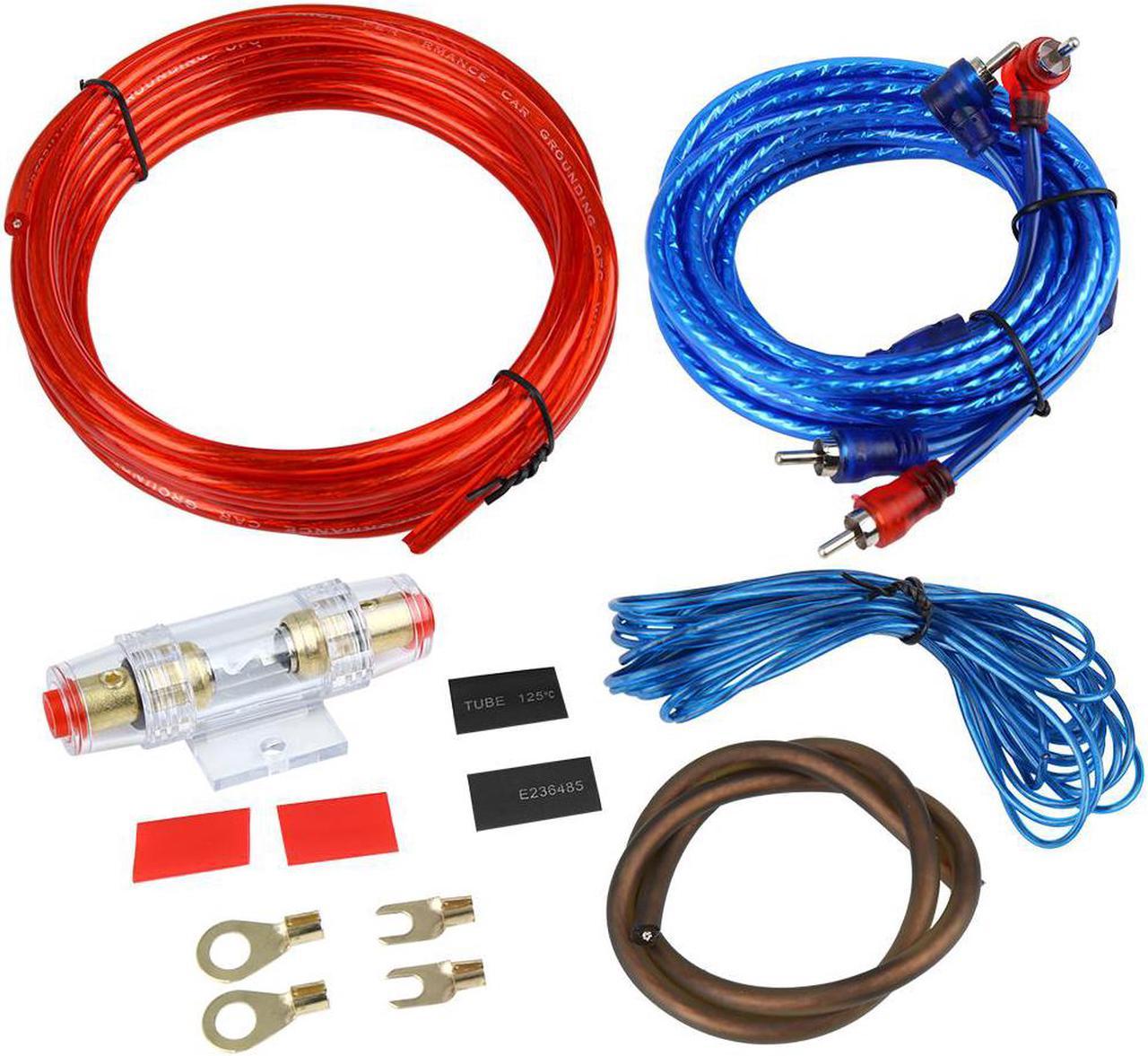 Universal Car Amplifier Wiring Kit Audio Subwoofer RCA Power Cable Fuse Set