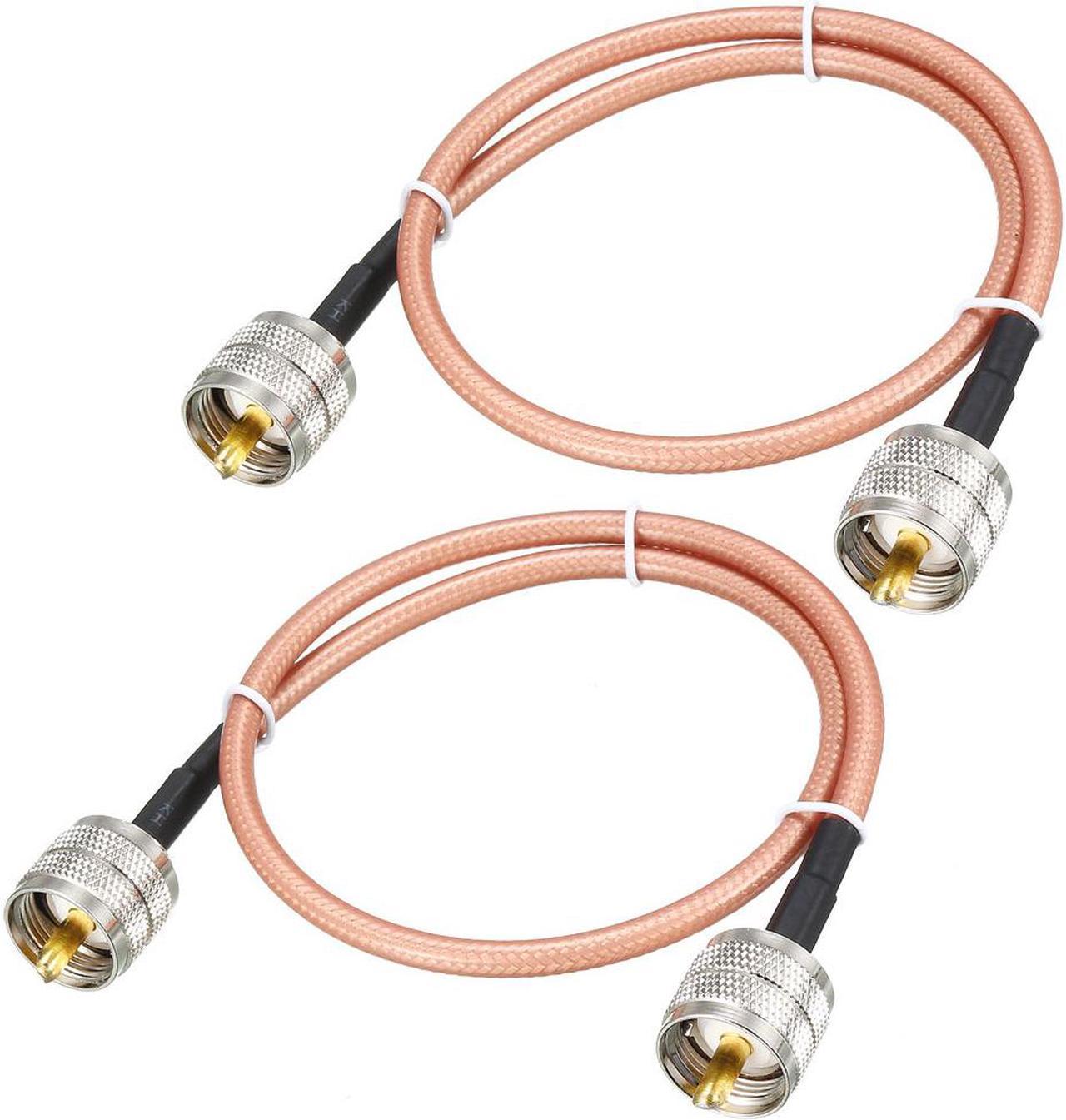 Low Loss RF Coaxial Cable Connection Coax Wire RG-142, PL-259 UHF Male to PL-259 UHF Male 50cm 2pcs