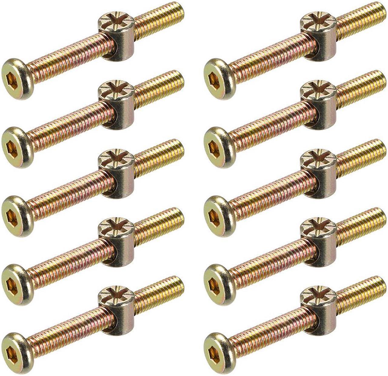 M6 x 50mm Furniture Bolts Nut Set Hex Socket Screw with Barrel Nuts Phillips-Slotted Zinc Plated 10 Sets