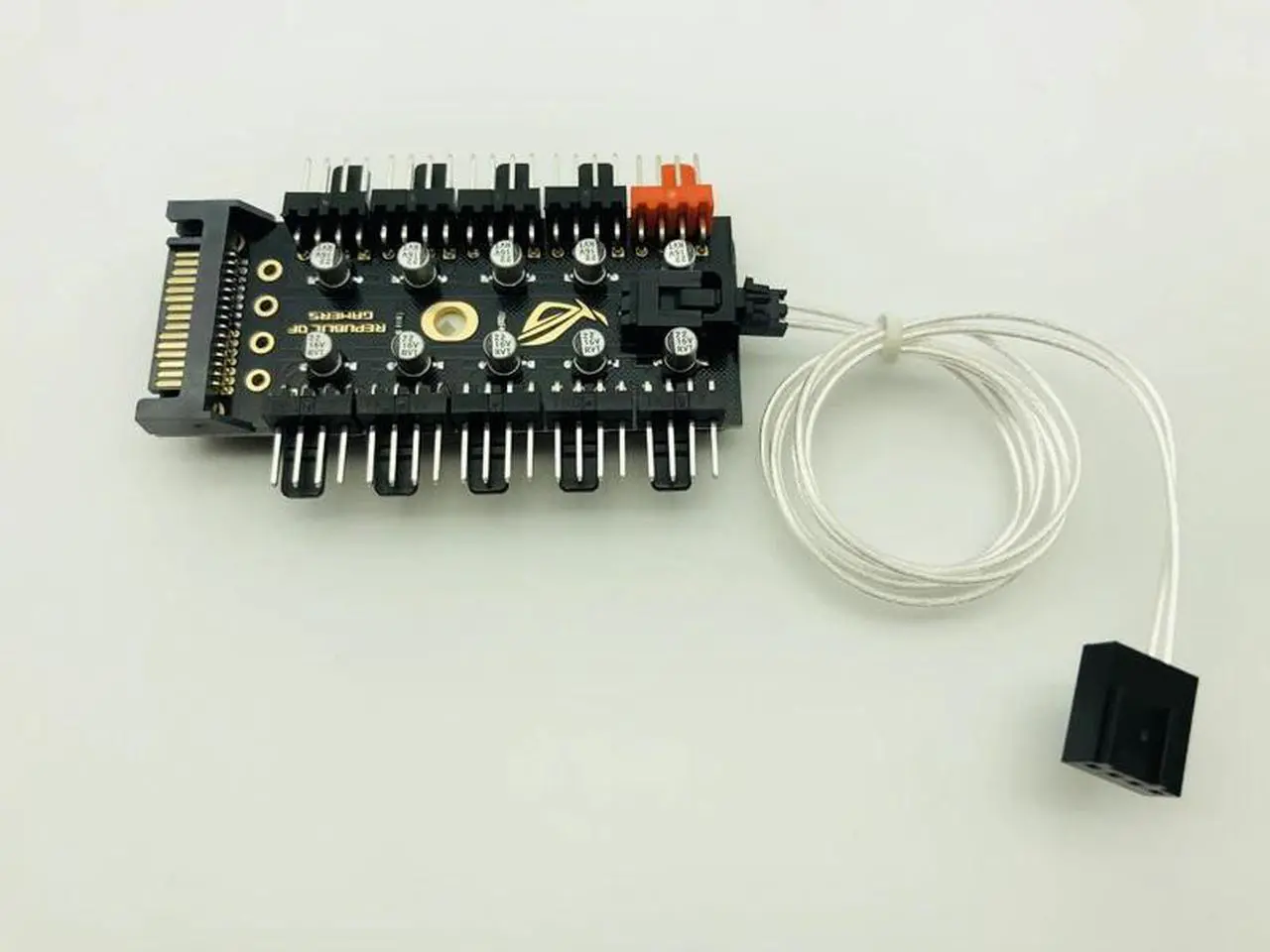 Alt view image 6 of 6 - 1 to 10 PC Cooling Fan Hub Splitter LED Cable PWM SATA 12V Power Supply Speed Controller Adapter For Bitcoin Miner Mining