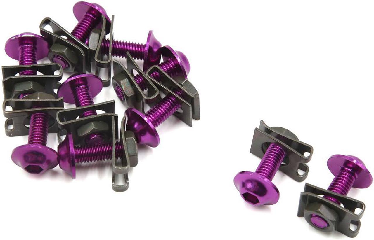 10 Pcs Purple Motorcycle Scooter Fairing Hexagon Bolts Hex Screws w Metal Holder