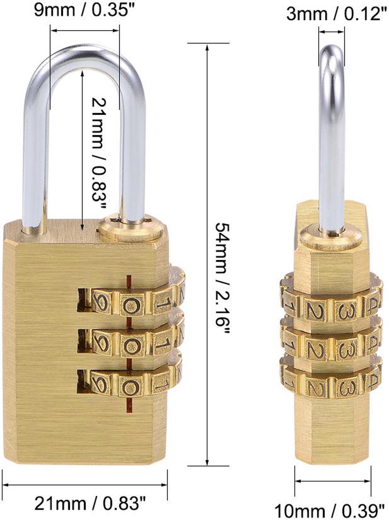 Alt view image 4 of 5 - 3 Digit Combination Padlock Brass Locks 3mm Shackle Diameter 2Pcs