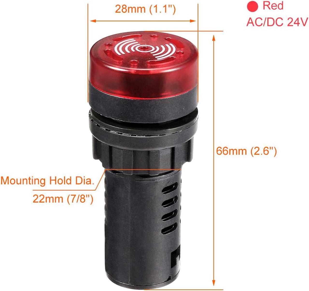 Alt view image 2 of 5 - Pilot Light AC/DC 24V Panel Indicator Flashing Alarm with Buzzer, Red LED, 2Pcs