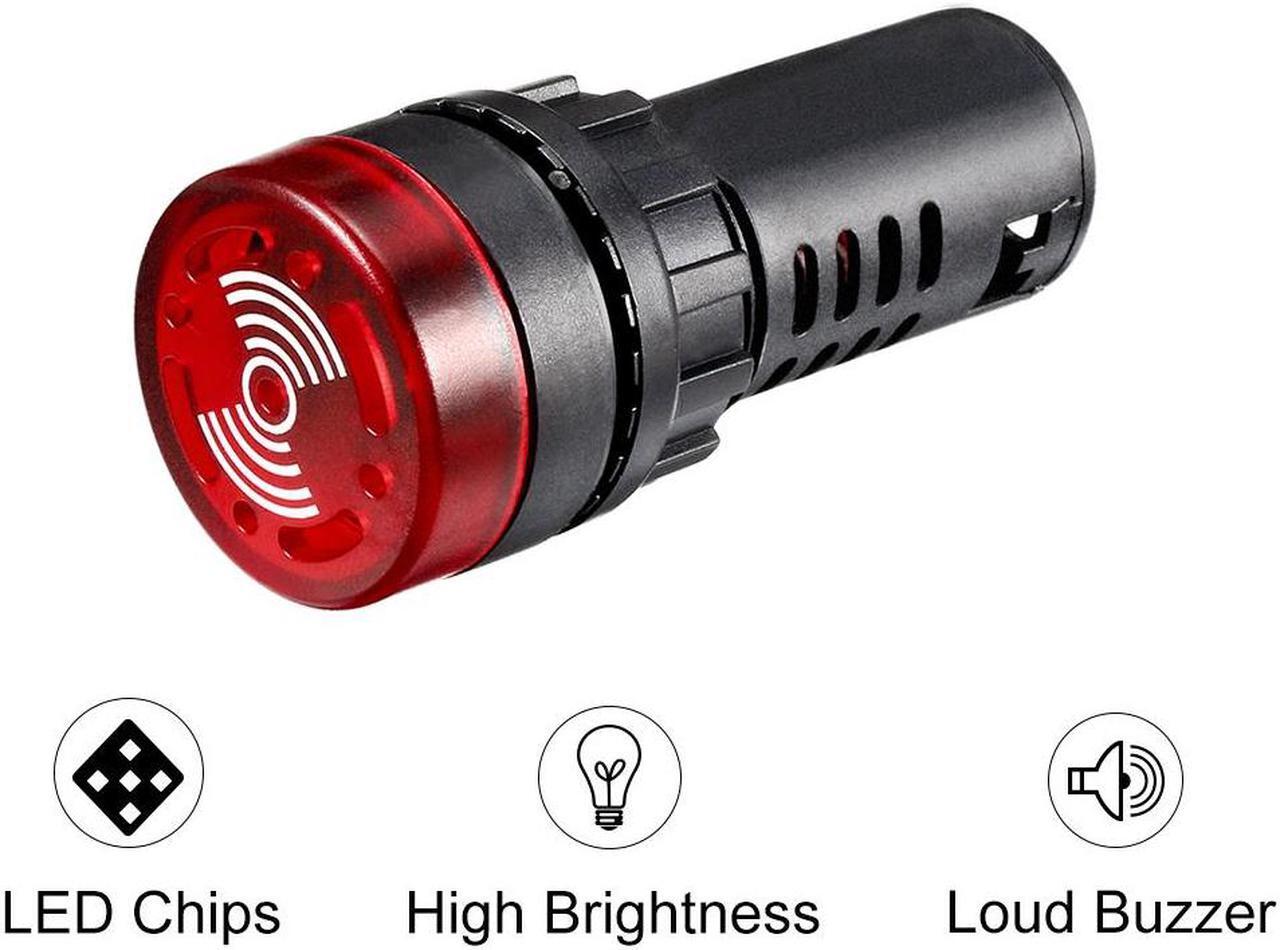 Alt view image 5 of 5 - Pilot Light AC/DC 24V Panel Indicator Flashing Alarm with Buzzer, Red LED, 2Pcs