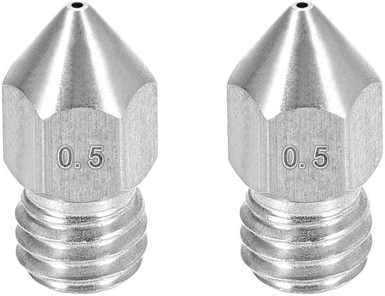 0.5mm 3D Printer Nozzle, Fit MK8 Extruder Head, for 1.75mm Filament Stainless Steel 2pcs