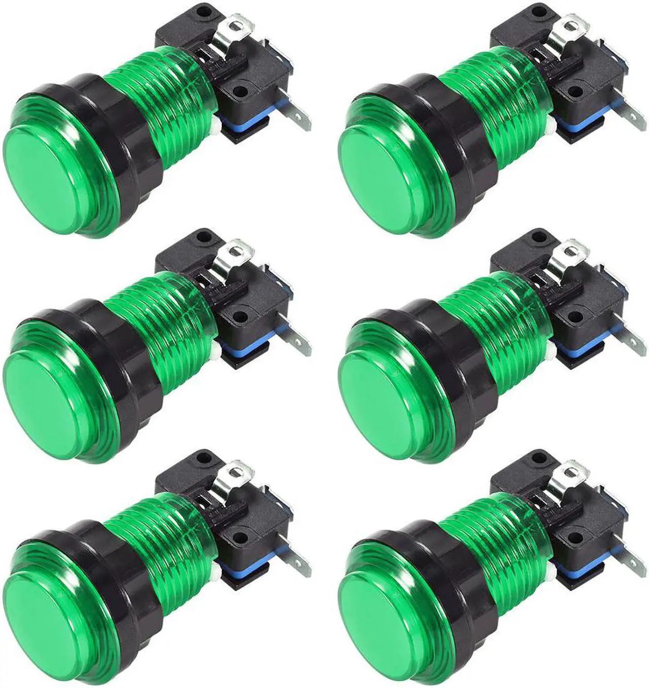 Main image of Game Push Button 33.5mm Round 12V LED Illuminated Push Button Switch with Micro Switch for Arcade Video Games Green 6pcs