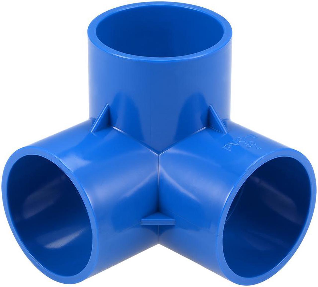 3-Way Elbow PVC Fitting, 50mm Socket, Tee Corner Fittings Blue 4Pcs