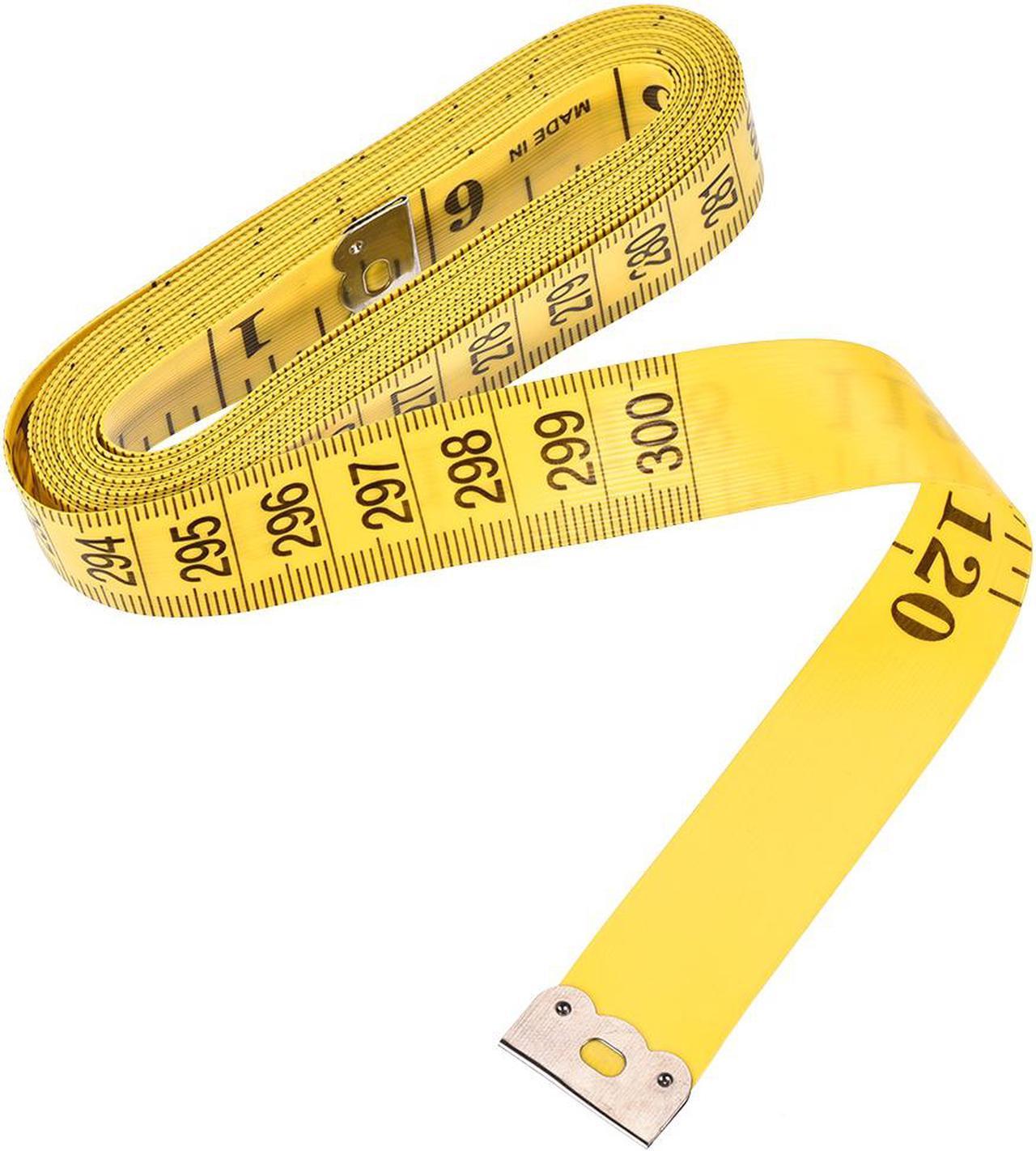 Cloth Tape Measure for Body 300cm 120 Inch Metric Inch Measuring Tape Soft Dual Sided for Tailor Sewing Yellow