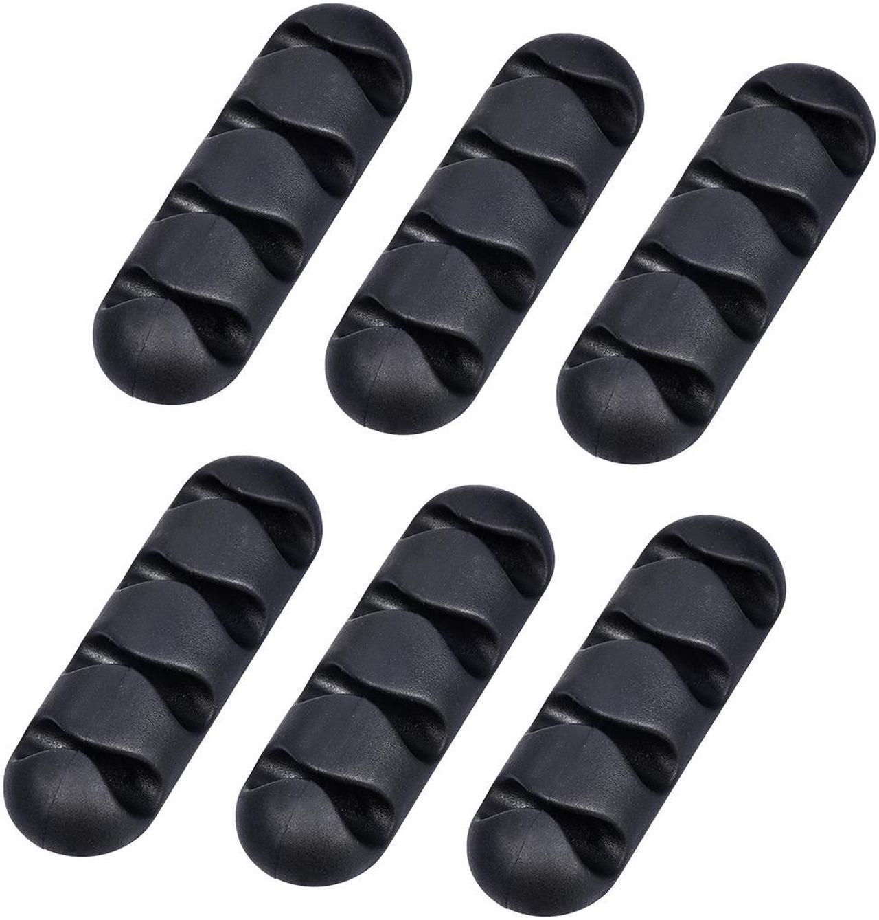 6Pcs Cable Organizer Black Electronics Computer Mouse Charging USB Cable Holder Self Adhesive Cord Holders