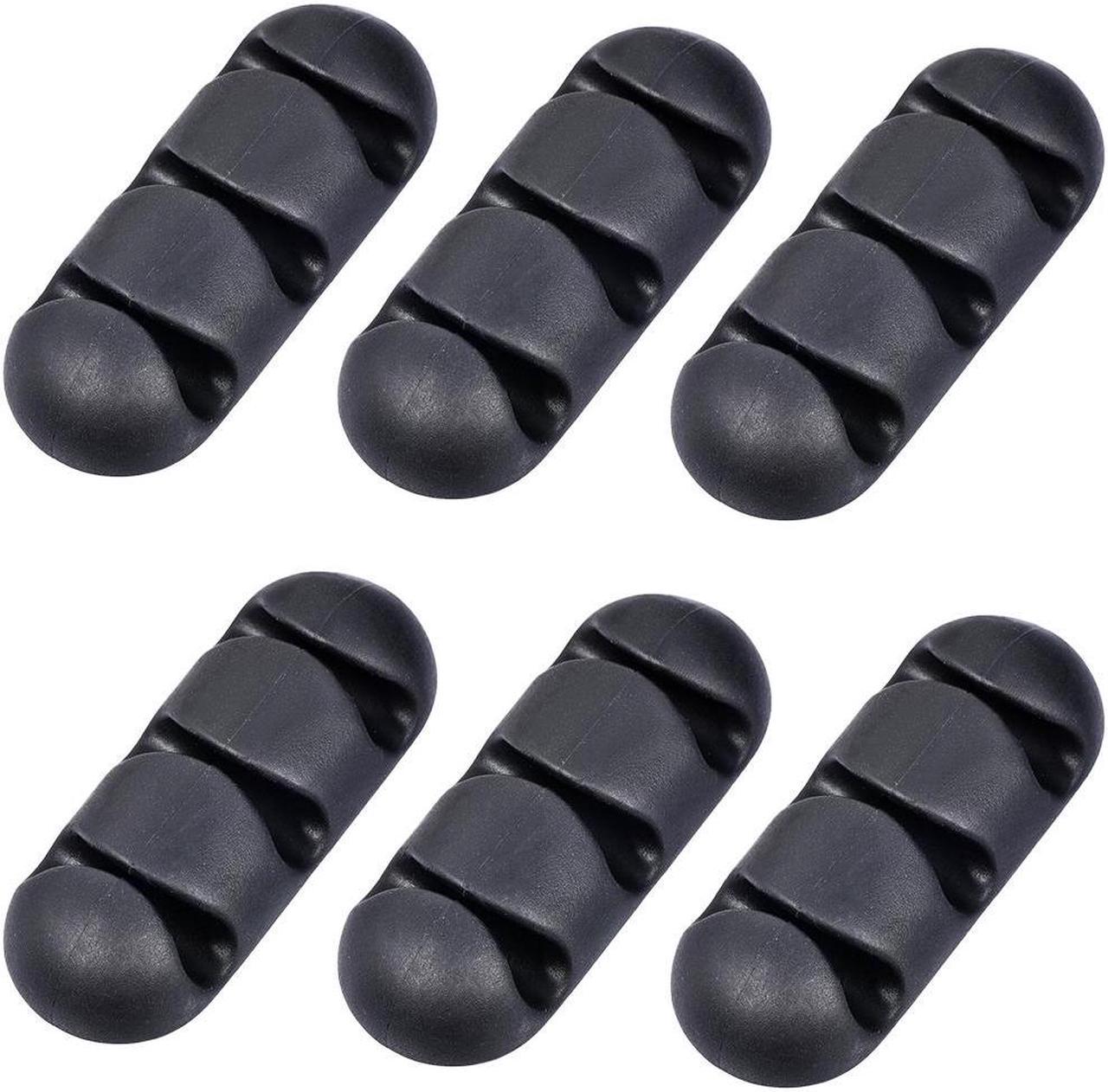 6Pcs Cable Clips Black Organizer Wire Tie Clamp Holder Self Adhesive Cord Holders Desk Cable Organize