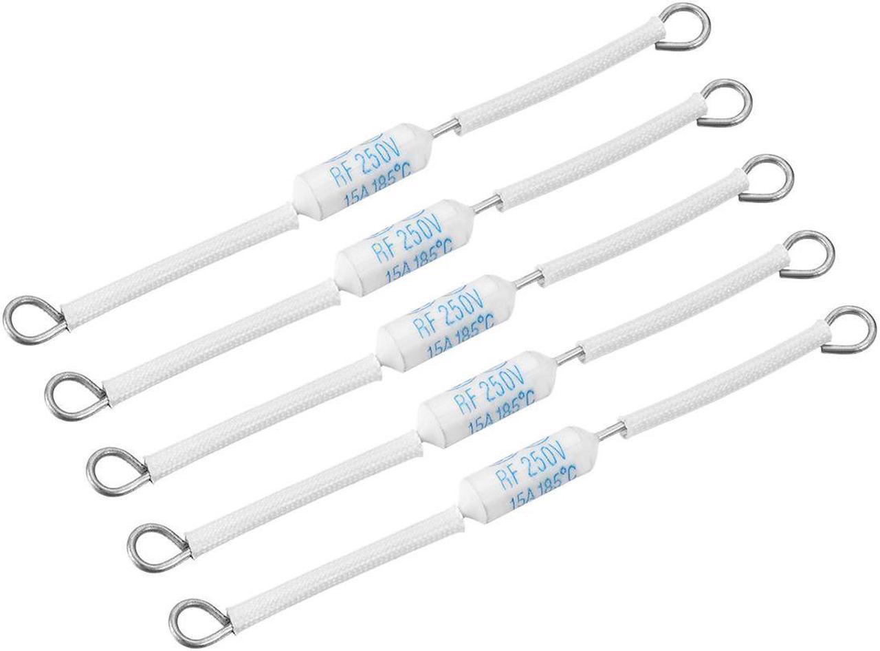 250V 15A 185 Celsius Circuit Cut-off Temperature Thermal Fuse Ceramics 5Pcs