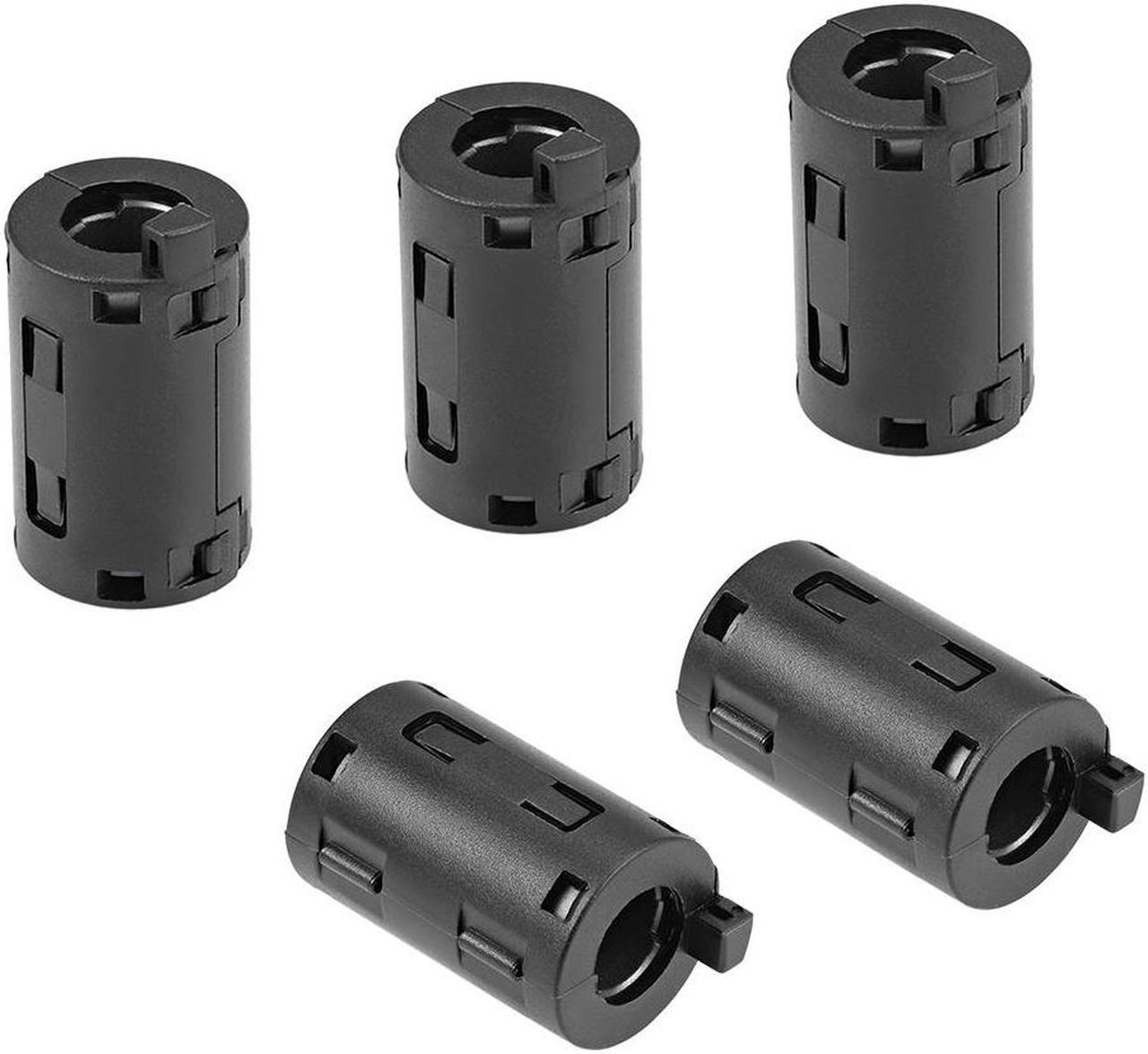 11mm Ferrite Cores Ring Clip-On RFI EMI Noise Suppression Filter Cable Clip, Black 5pcs