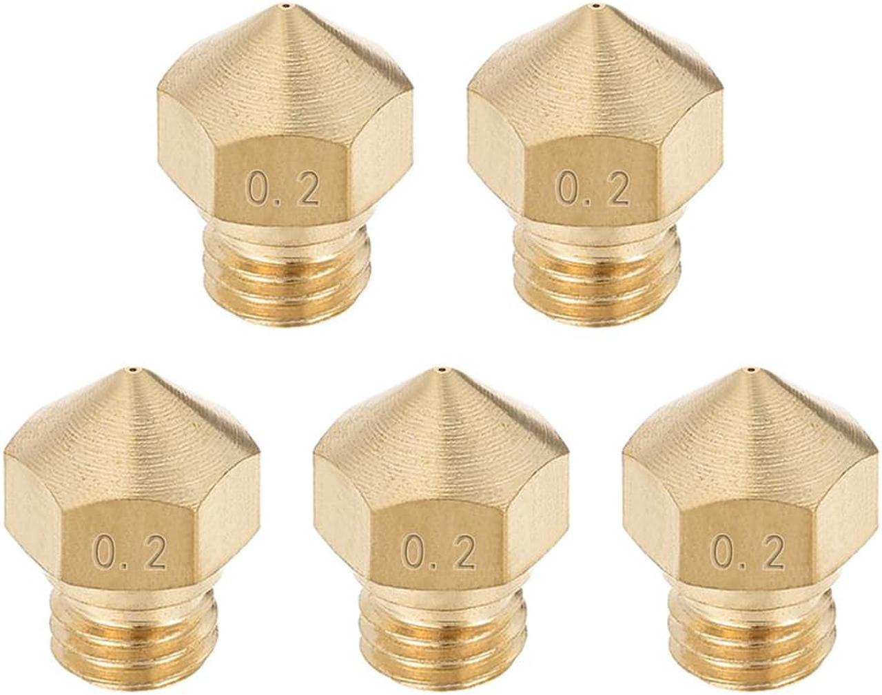 0.2mm 3D Printer Nozzle, Fit MK10 Extruder Head, for 1.75mm Filament Brass 5pcs