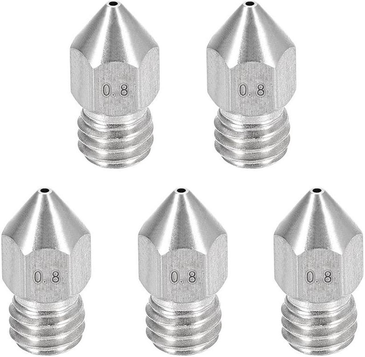 0.8mm 3D Printer Nozzle, Fit for MK8, for 1.75mm Filament Stainless Steel 5pcs