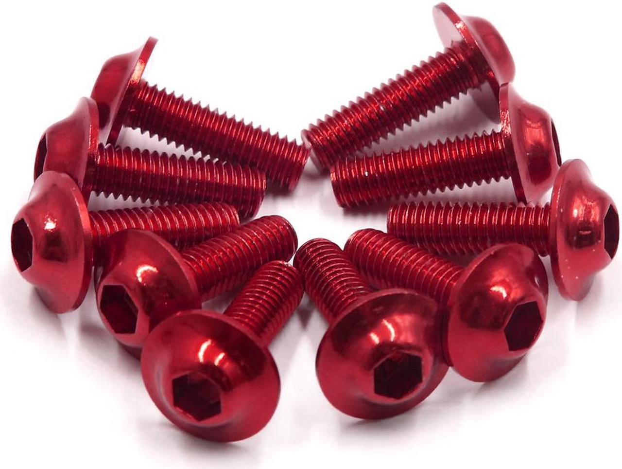 10pcs M6 x 19mm Red Hexagon License Plates Fairing Bolts Screws for Motorcycle