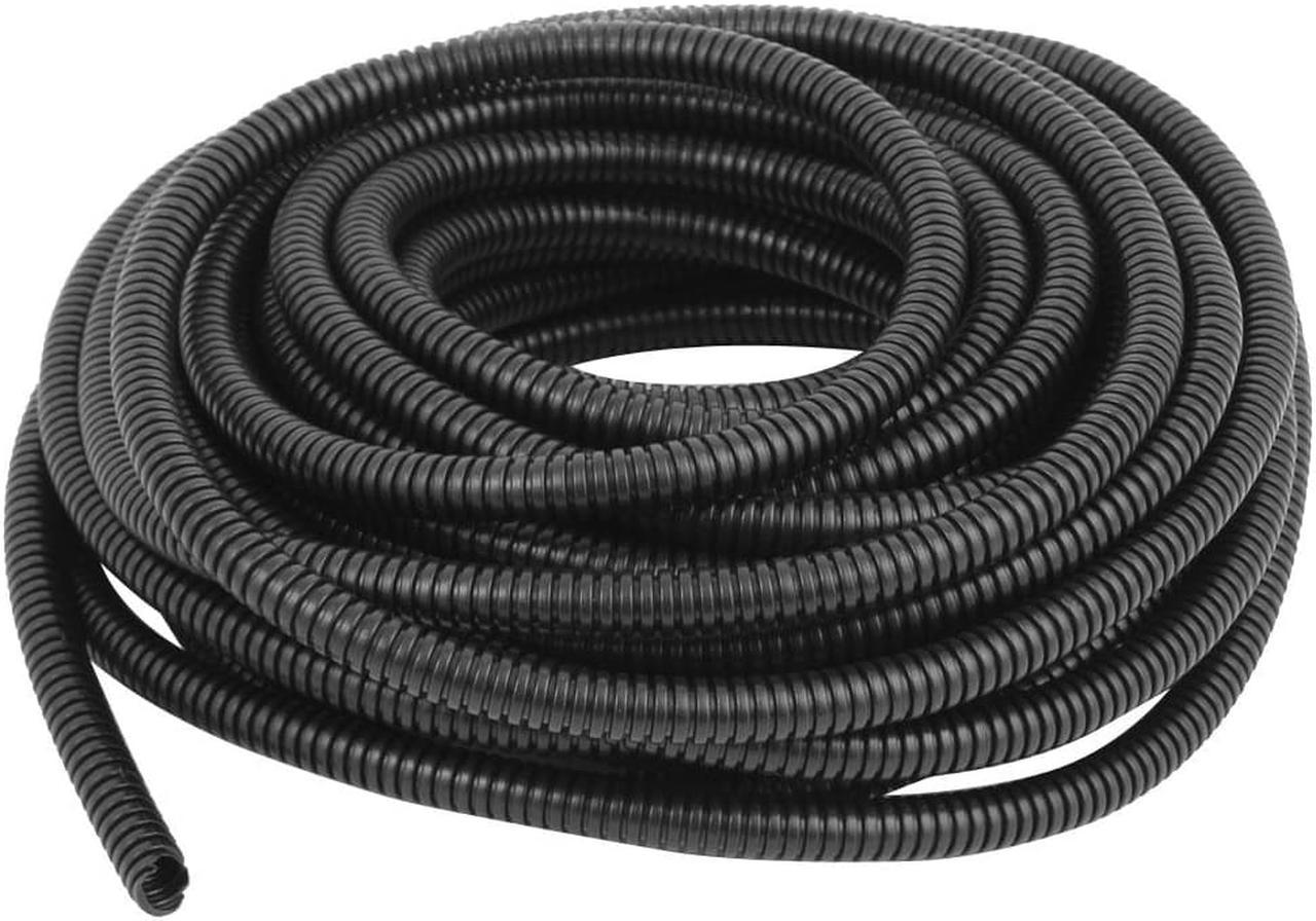 Plastic 7mm x 10mm Flexible Corrugated Conduit Pipe Hose Tube Black 11.8M Long