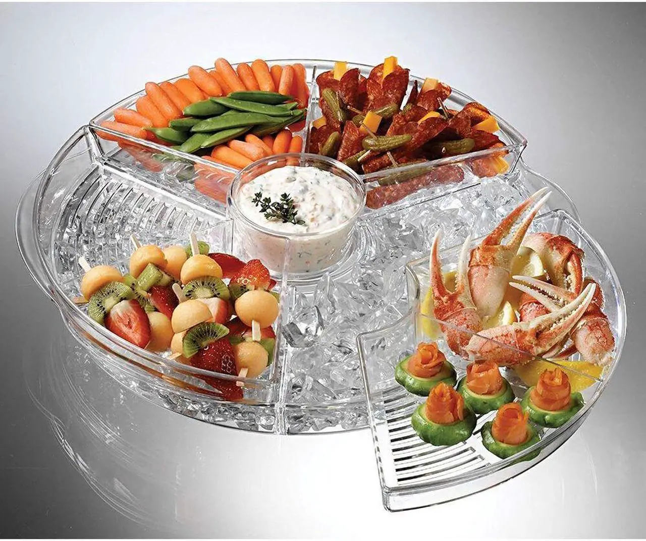 Alt view image 19 of 20 - Prodyne Ab5l Acrylic Tray Appetizers On Ice With Lids Keeps