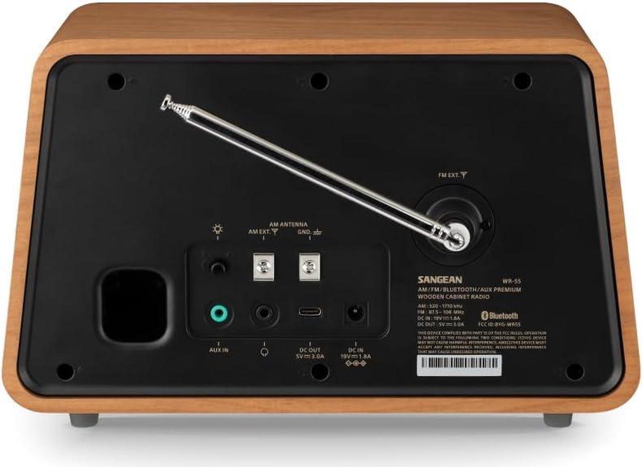Alt view image 4 of 8 - Sangean WR-55 AM/FM Bluetooth Aux Premium Wooden Cabinet