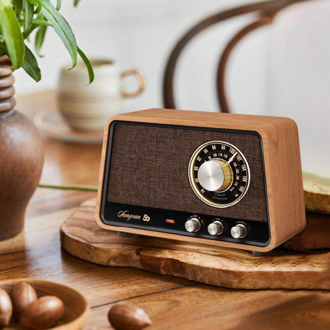 Alt view image 7 of 8 - Sangean WR-55 AM/FM Bluetooth Aux Premium Wooden Cabinet