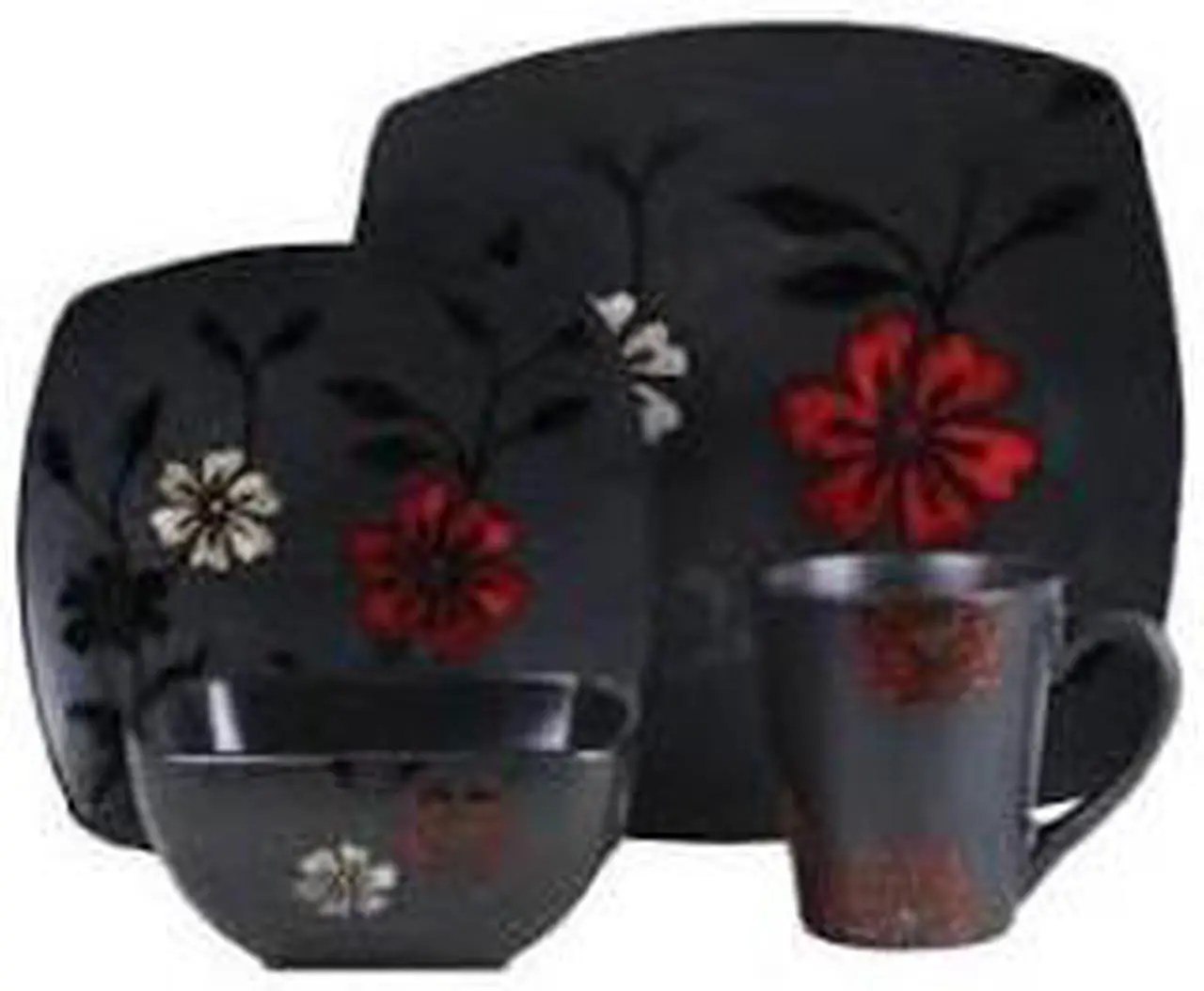 Main image of Gibson Evening Blossom Reactive Glaze Stoneware Dinnerware Set,16 Piece
