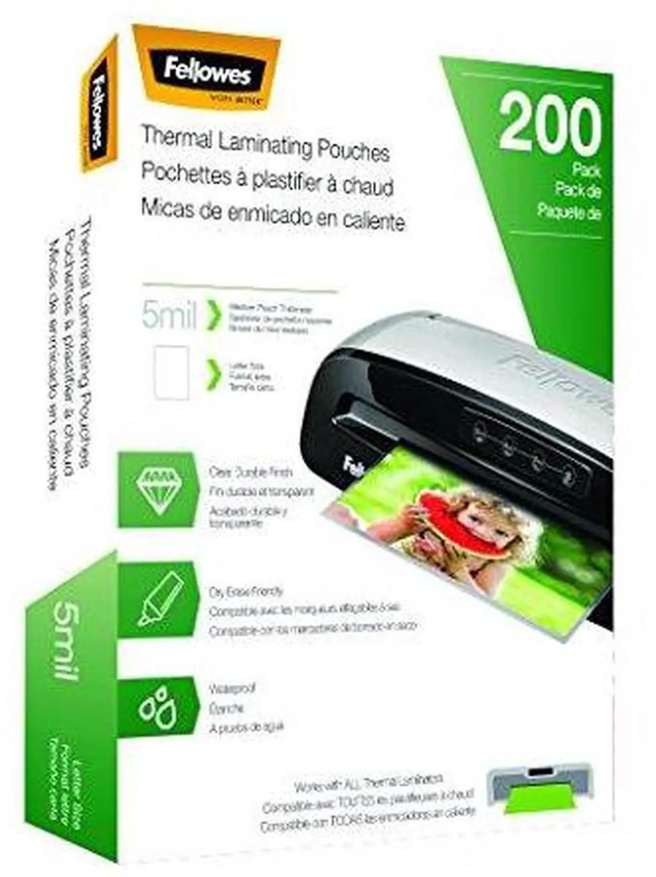 Alt view image 6 of 20 - Fellowes Laminating Pouches Letter Size Hot Pouch 9 x 11.5 5 mil 200 pack 5743601