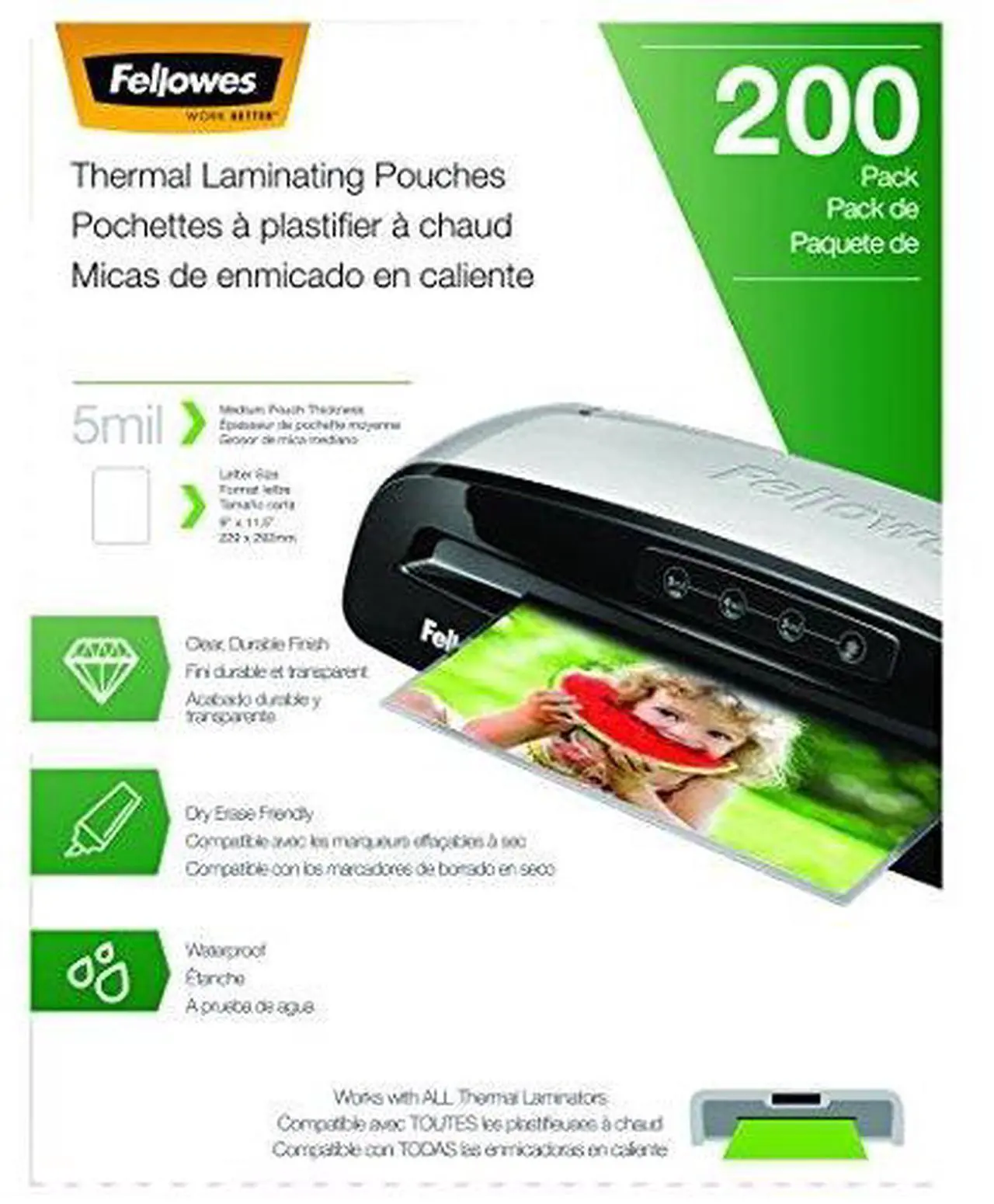 Alt view image 7 of 20 - Fellowes Laminating Pouches Letter Size Hot Pouch 9 x 11.5 5 mil 200 pack 5743601