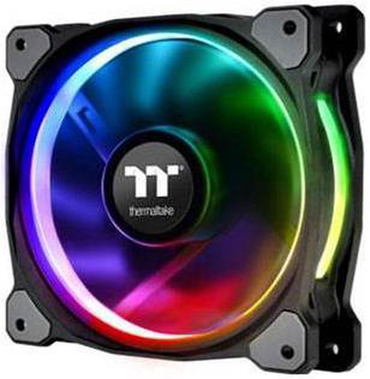 Thermaltake Riing Plus 12 LED RGB Radiator Fan TT Premium Edition (3 Fan Pack) - 3 x 120 mm - 1500 rpm - 3 x 48.3 CFM - 24.7 dB(A) Noise - Hydraulic Bearing - 9-pin USB 2.0 - RGB LED - 4.6 Year Life