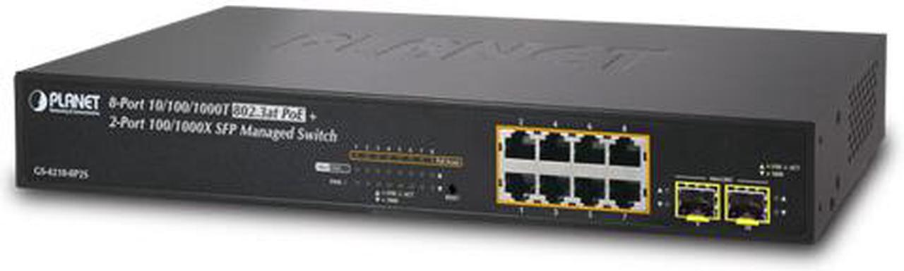 Planet GS-4210-8P2S 8-Port 10/100/1000T 802.3at PoE + 2-Port 100/1000X SFP Managed Switch