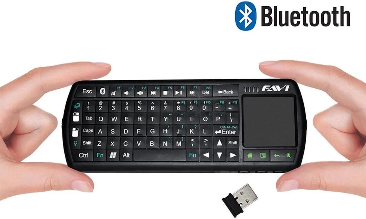 Alt view image 2 of 9 - FAVI FE02BT-BL Bluetooth Backlit Mini Keyboard with Laser Pointer
