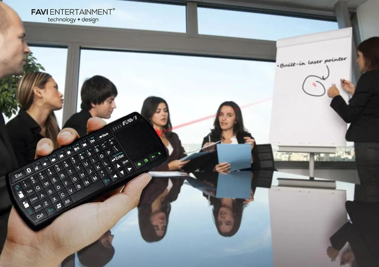 Alt view image 5 of 9 - FAVI FE02BT-BL Bluetooth Backlit Mini Keyboard with Laser Pointer