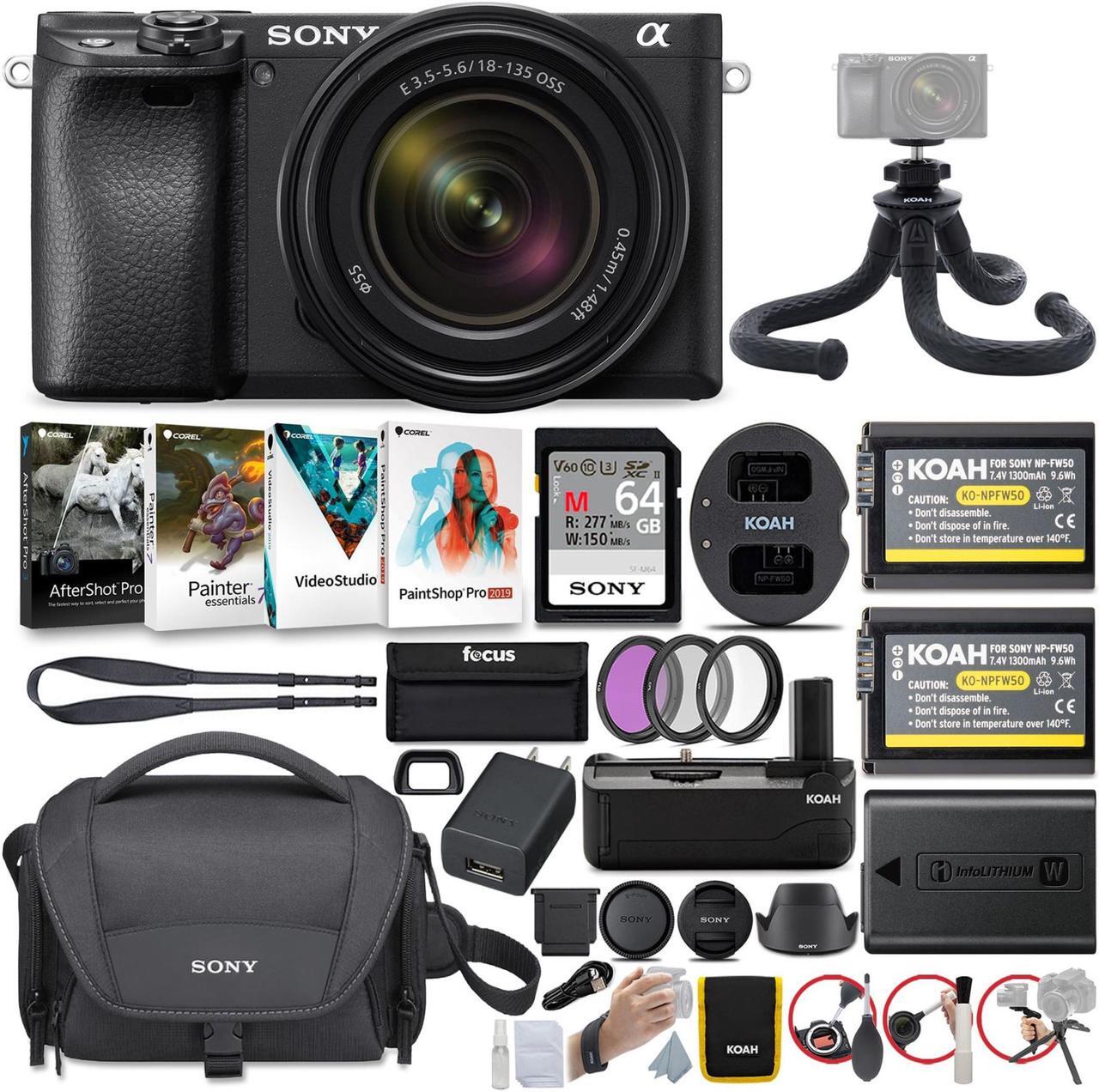 Main image of Sony Alpha a6400 Mirrorless Digital Camera with 18-135mm Lens (Black) Bundle