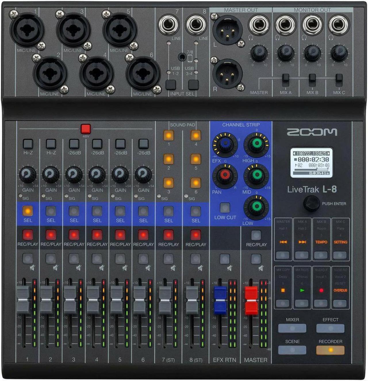 Alt view image 14 of 20 - Zoom LiveTrak L-8 Portable 8-Channel Digital Mixer and Multitrack Recorder