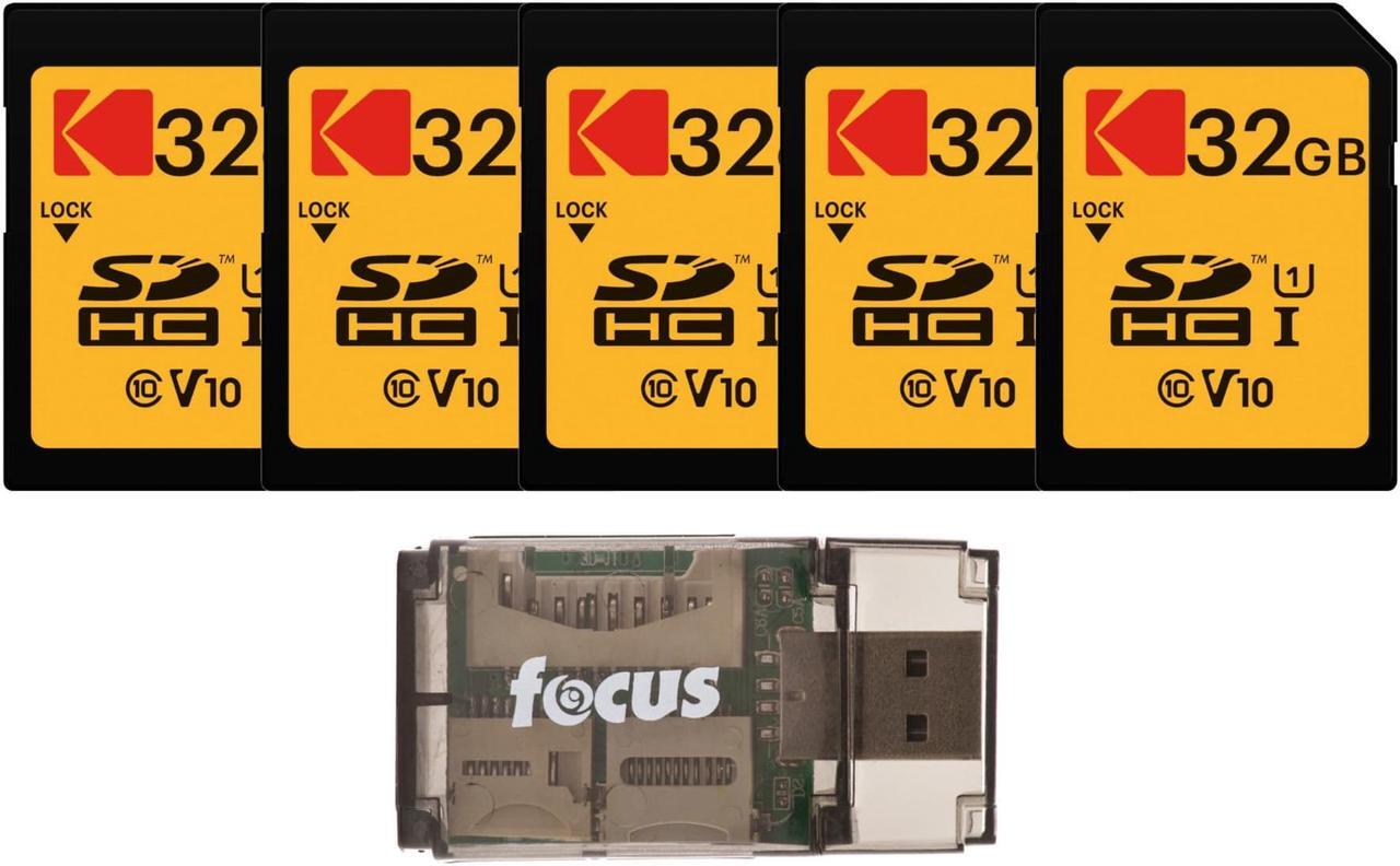 Alt view image 3 of 6 - kodak 32gb class 10 uhs-i u1 sdhc memory card (5-pack) with focus all-in-one usb card reader bundle (6 items)