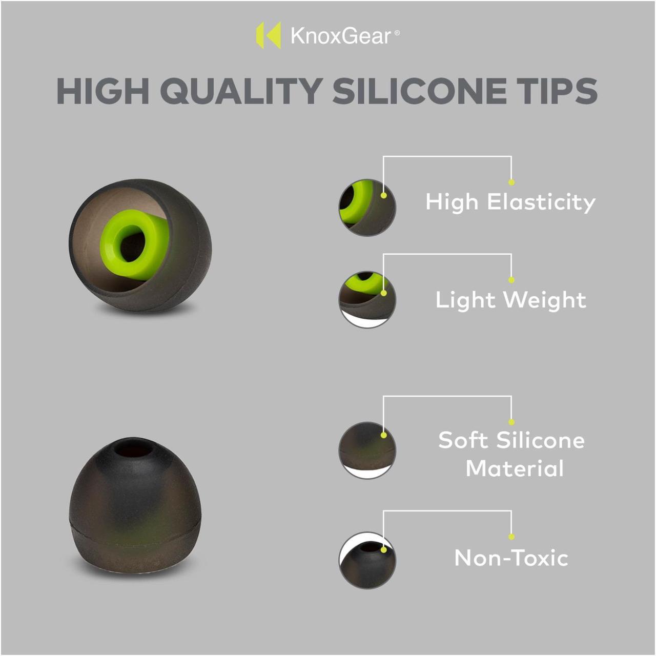 Alt view image 2 of 7 - Knox Gear Silicone Earbud Replacement Tips for In-Ear Headphones (Black, 6-pack)