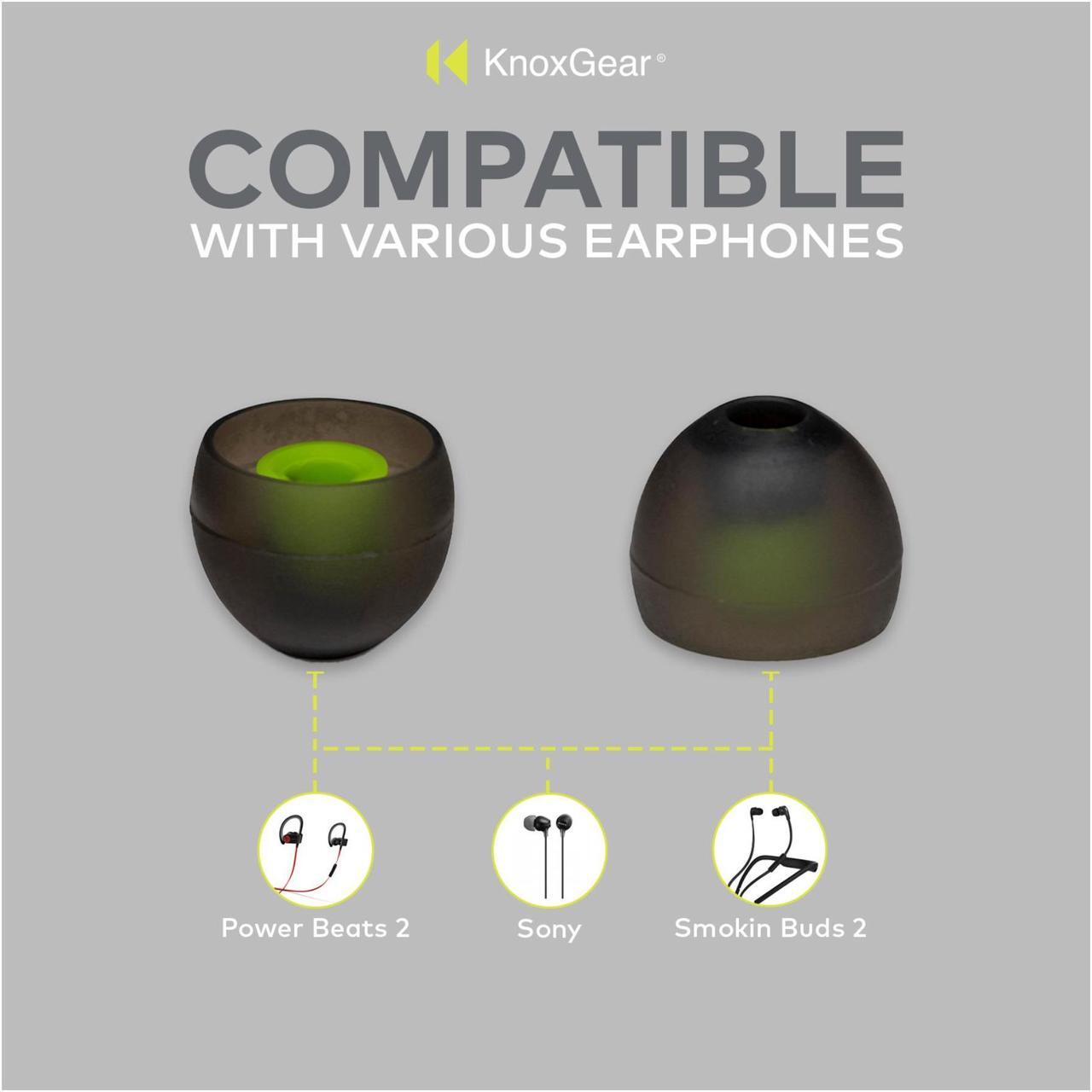 Alt view image 3 of 7 - Knox Gear Silicone Earbud Replacement Tips for In-Ear Headphones (Black, 6-pack)