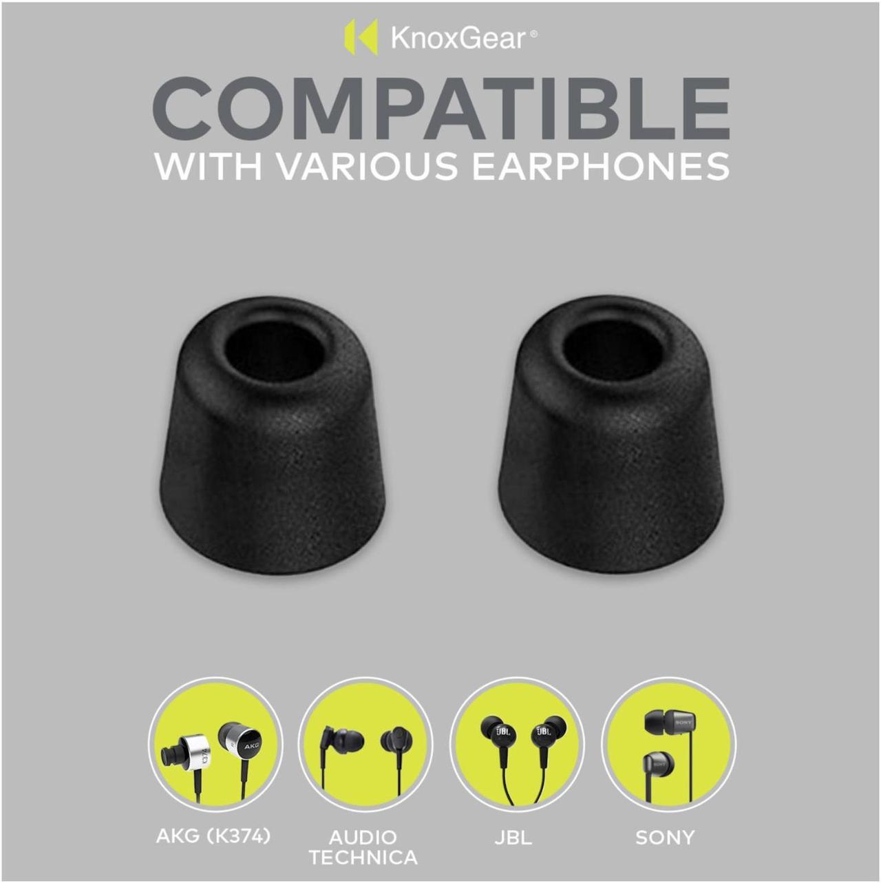 Alt view image 2 of 7 - Knox Gear Noise Isolating Memory Foam Tips & Silicone Earbuds (3 Pairs Each)