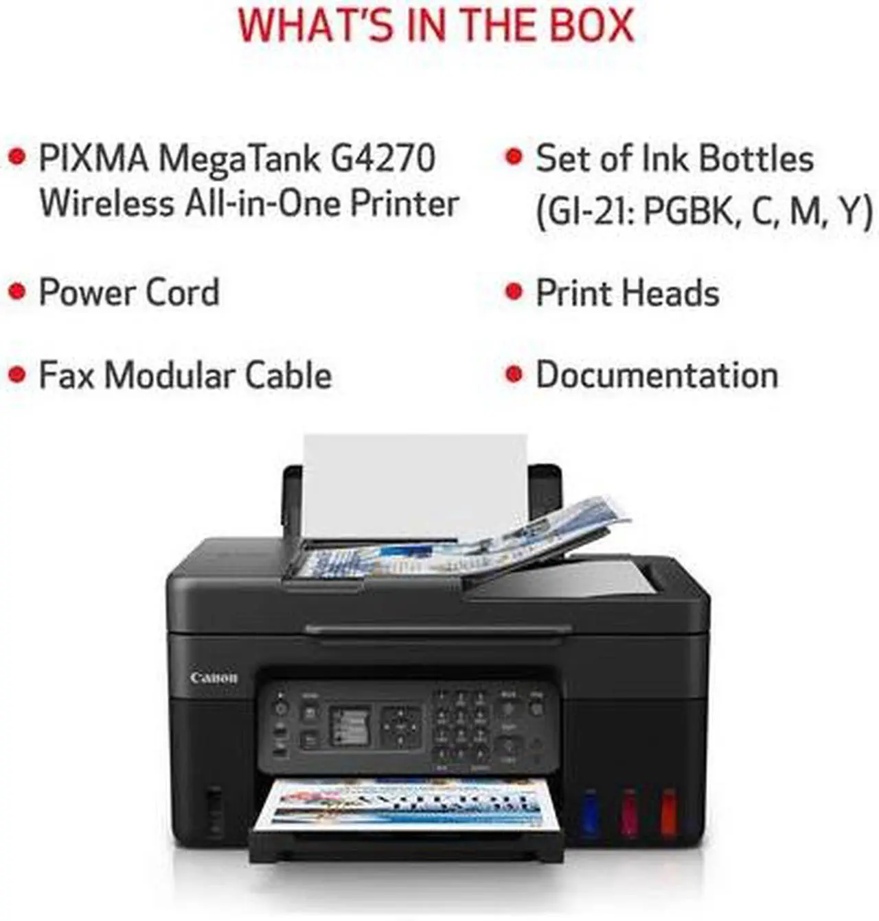 Alt view image 15 of 20 - Canon PIXMA G4270 Wireless MegaTank All-In-One Color Inkjet Printer, Black