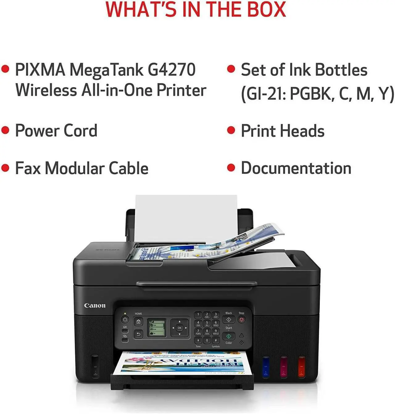 Alt view image 13 of 20 - Canon PIXMA G4270 Wireless MegaTank All-In-One Color Inkjet Printer, Black