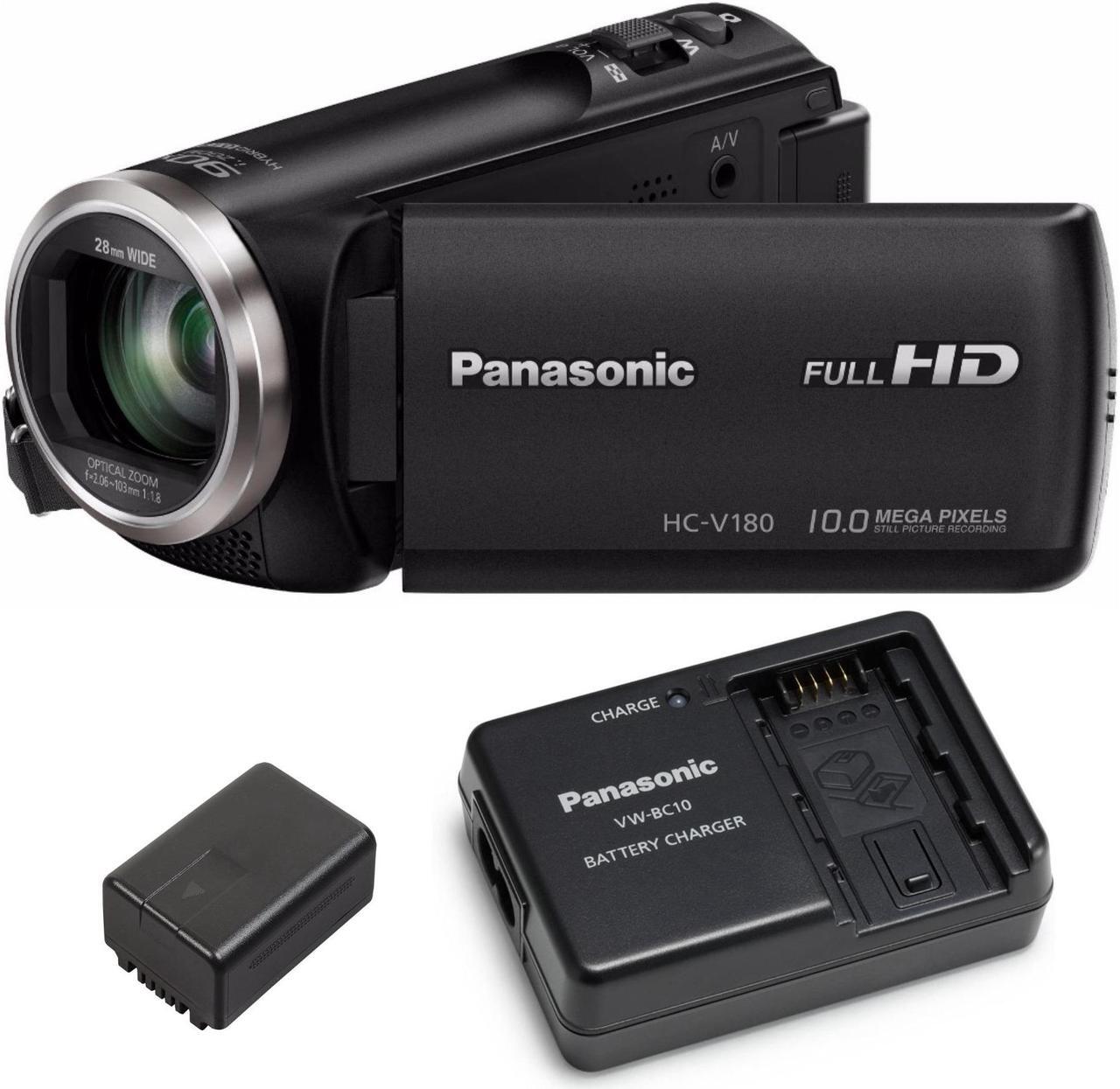 Main image of Panasonic V180 Full HD 1080p Camcorder with Battery Charger Travel Pack