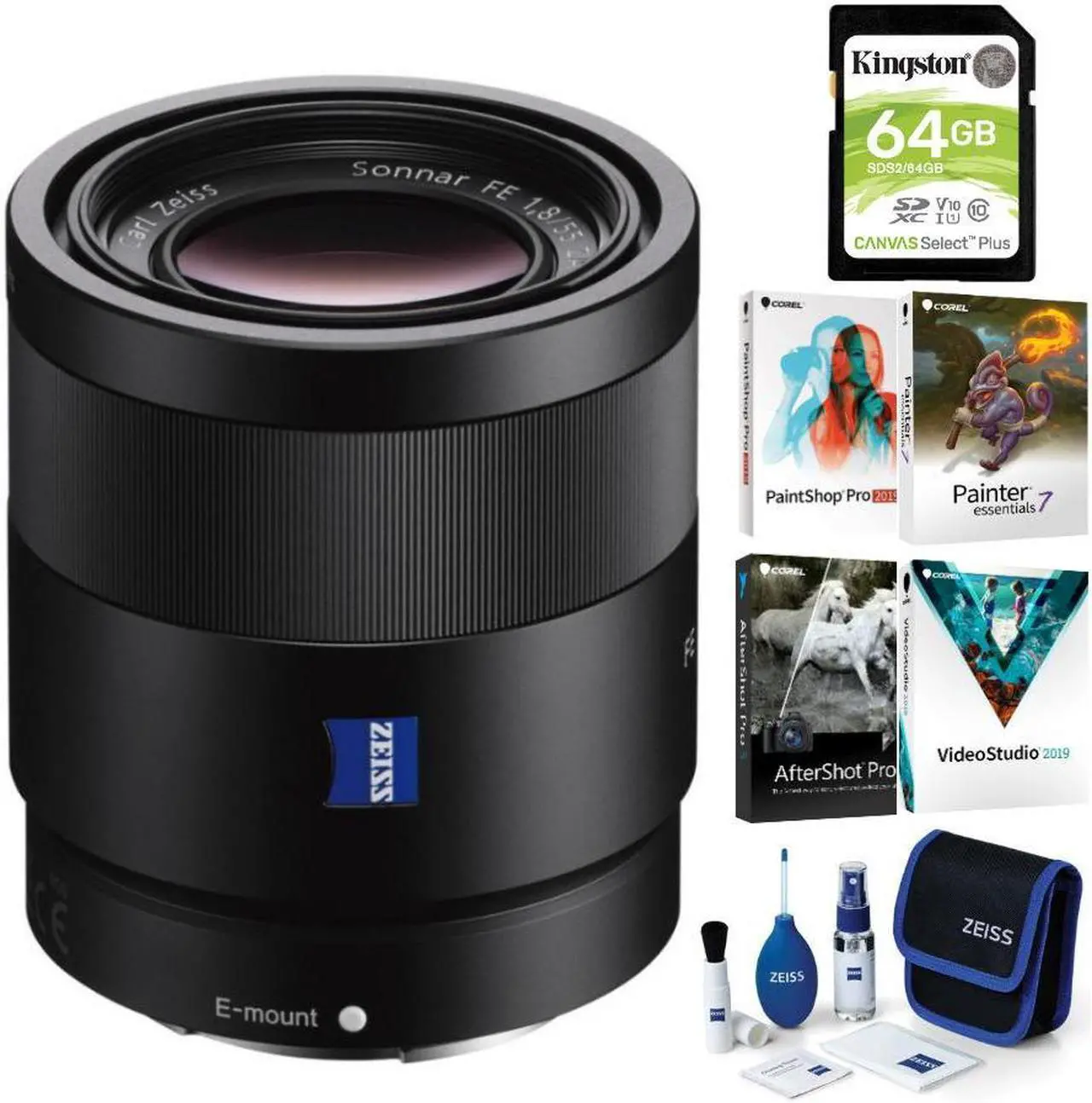 Main image of Sony Sonnar T* FE 55mm F1.8 ZA Lens with Software Suite and Accessory Bundle