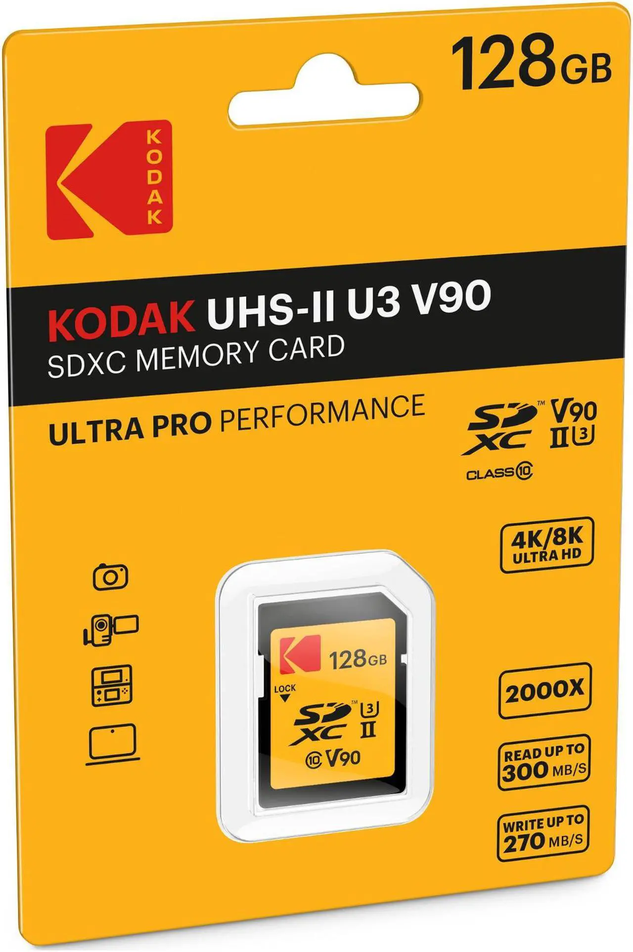 Alt view image 3 of 8 - kodak 128gb uhs-ii u3 v90 ultra pro sdxc memory card - up to 290mb/s read speed and 230mb/s write speed