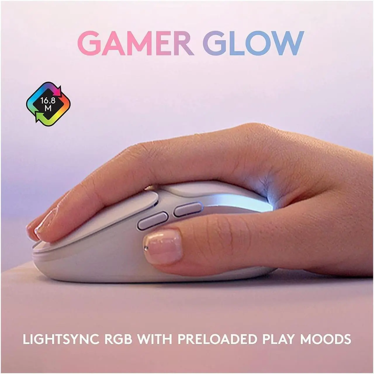 Alt view image 7 of 7 - Logitech G735 Wireless Gaming BT Headset w. LIGHTSYNC RGB + G705 Gaming Mouse + G715 Wireless Tactical Gaming Keyboard (White Mist)