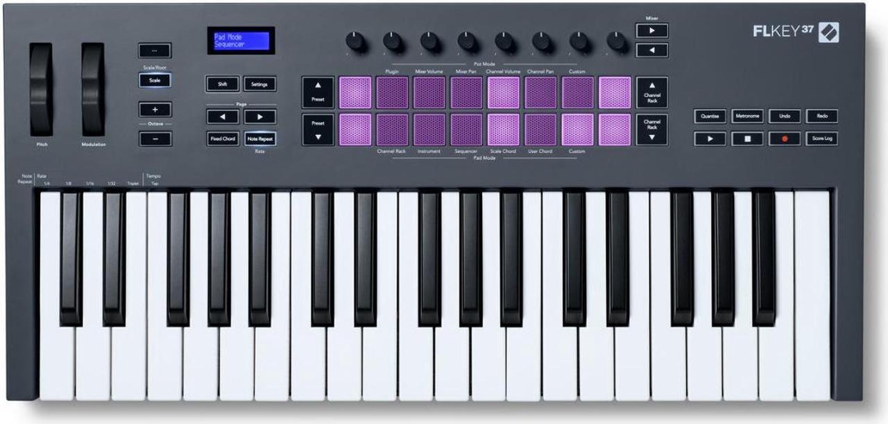 Alt view image 6 of 7 - Novation FLkey 37 37-Key MIDI Keyboard Controller with Sustain Pedal and USB Hub
