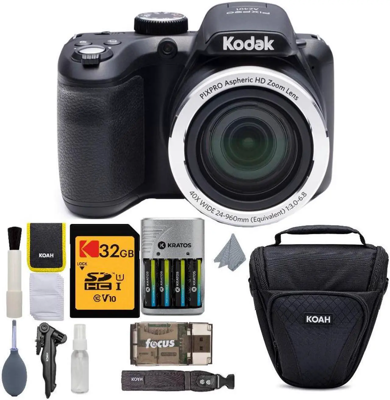 Main image of Kodak PIXPRO AZ401 Astro Zoom Digital Camera (Black) Bundle with Accessory