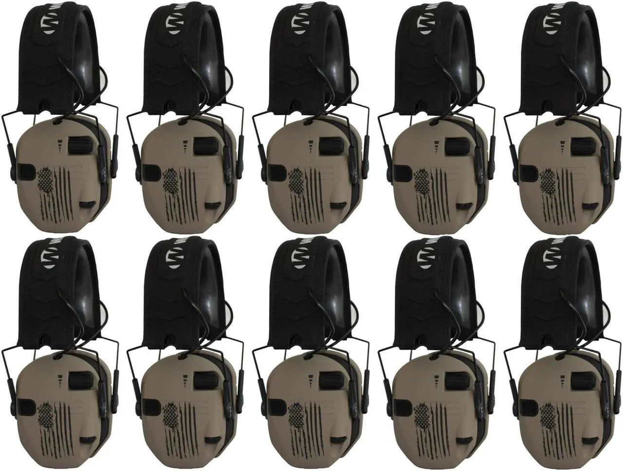 Main image of Walker's Razor Slim Ultra Low Profile Compact Design Earmuffs (US Flag,10-Pack)